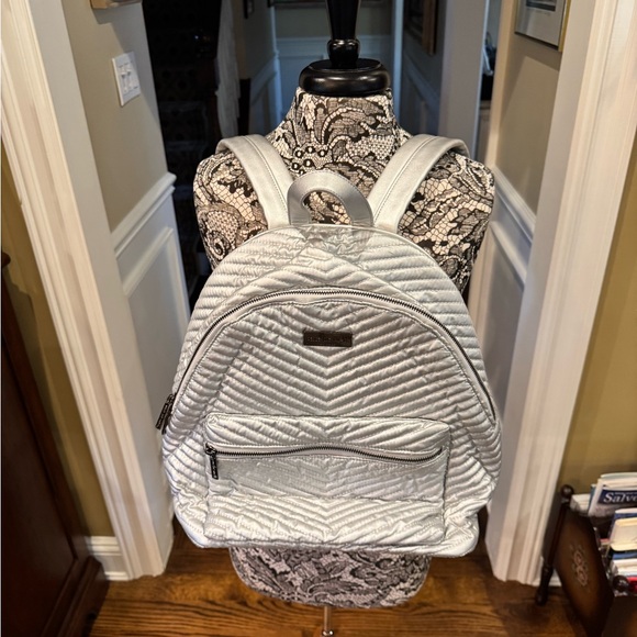 Peace Love World Silver Metallic Backpack - Picture 2 of 12